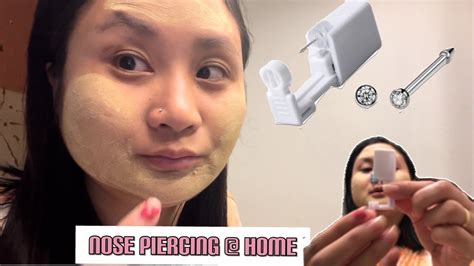 Piercing My Own Nose At Home~ Amazon Piercing Kit Youtube