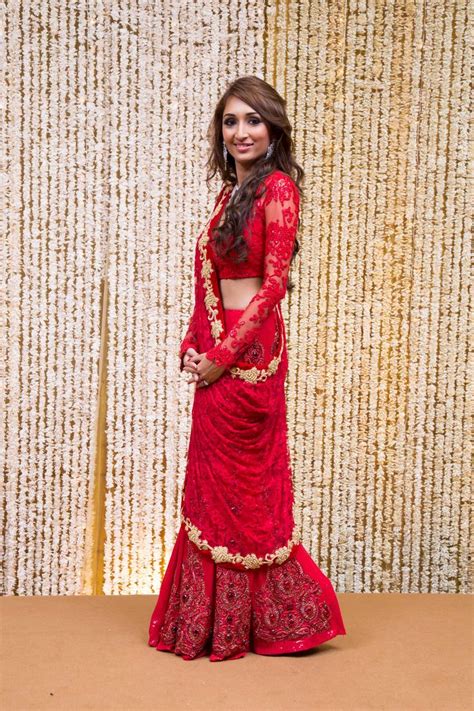 Beautiful Red Lace Dress In Bollywood Style