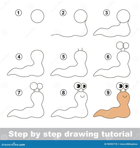 Drawing Tutorial The Slug Stock Vector Illustration Of Snail Step