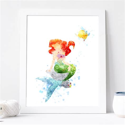 Maybe you would like to learn more about one of these? Princess Ariel Poster - Watercolor Art Print, Disney Little Mermaid Poster, Baby Nursery Wall ...