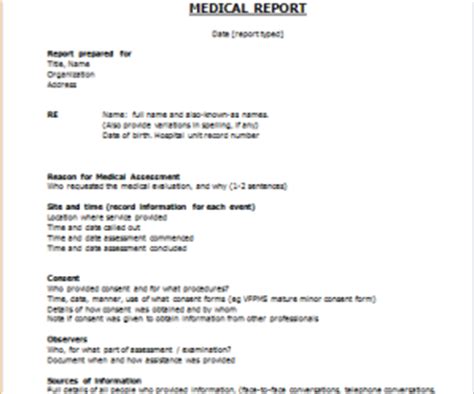 medical report template word excel templates