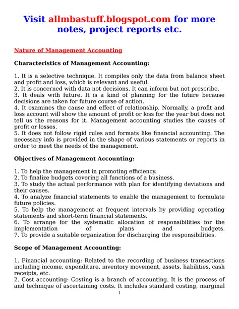 23042109 Management Accounting Notes Visit Allmbastufblogspot For