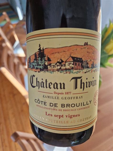 2021 Château Thivin Côte De Brouilly Les Sept Vignes France Burgundy