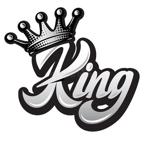 Vector Illustration With Crown And Calligraphic Inscription King Stock