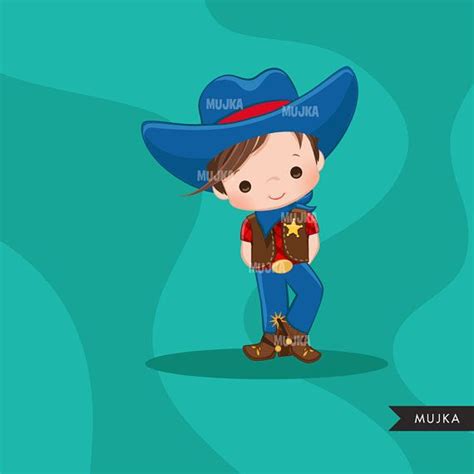 Wild West Cute Cowboys Clipart Set With 5 Different Hair And Skin