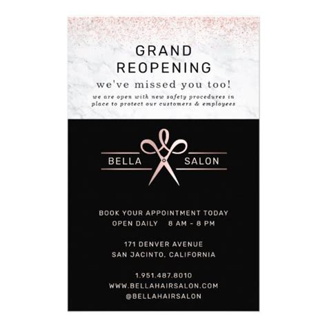 Rose Gold Hair Salon Grand Reopening Covid Safety Flyer
