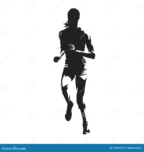 Running Woman Abstract Vector Silhouette Front View Stock Vector