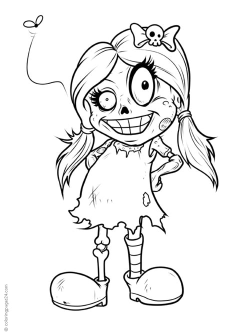 Zombie Girl Coloring Page