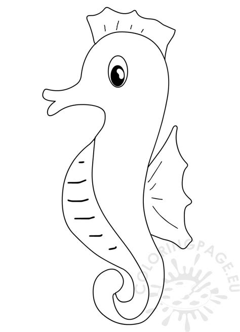 Download Cute cartoon seahorse Animal Ocean - Coloring Page