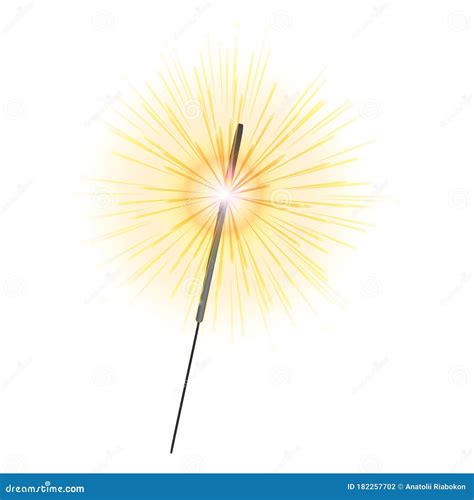 Sparkler Icon Festival Handheld Firework With Sparks Cartoon Vector