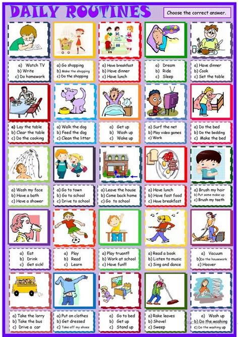 Daily Routines New Multiple Choice Activity English Activities