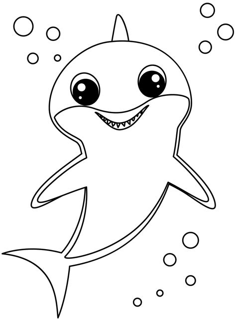 Tiburón Bebé Sonriendo Para Colorear Imprimir E Dibujar Coloringonlycom