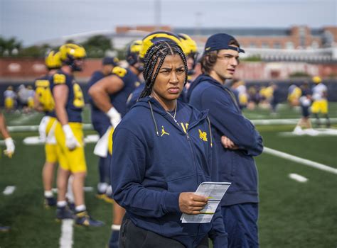 The Big Tens First Female Football Coach Gives Michigan Wolverines A Fresh Perspective Mlive Com