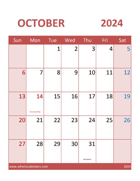 Print Oct 2024 Calendar Monthly Calendar