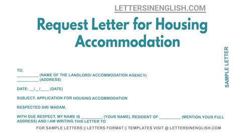 Request Letter For Housing Accommodation Sample Letter For Housing