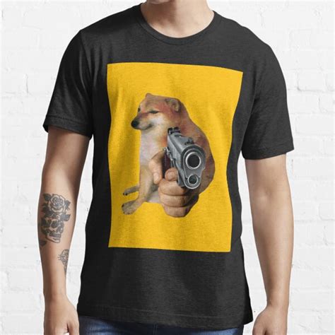 Cheems Doge Gun Poster T Shirt By Adestema Redbubble