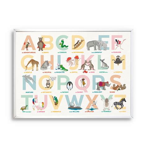 Kids Illustrated A To Z Alphabet Of Emotions Print By Fearless Flamingo