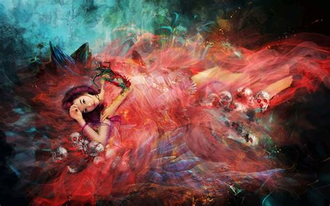 Wallpaper Bed Mythology Lies Girl Dream Paint Fantasy