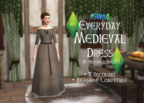 My Sims 4 Blog Everyday Medieval Dress In 11 Colors By Historical Sims