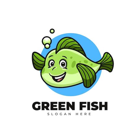 Premium Vector Creative Cartoon Green Fish Cute Mascot Logo Design