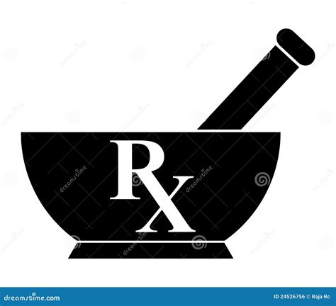 Mortar And Pestle With Rx Sign Cartoon Vector