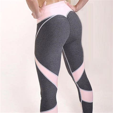 Patchwork Leggings Elastic Gym Yoga Pants Sport Suit Pant Tracksuit