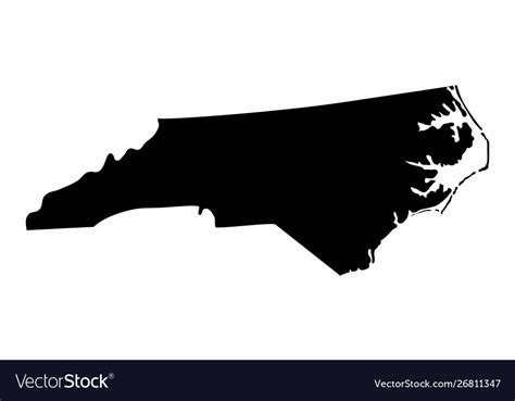 North Carolina Silhouette Map Royalty Free Vector Image