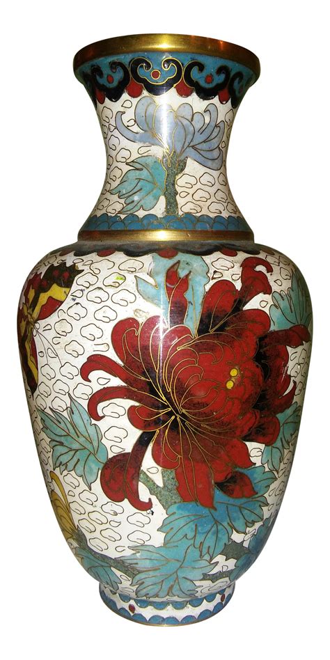 Vintage Cloisonne Floral & Butterfly Vase on Chairish.com | Vase, Vase shop, Beautiful vase