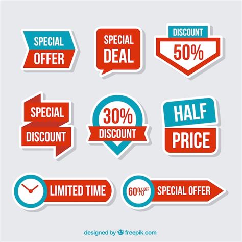 Set Of Discount Stickers In Flat Design Vector Free Download