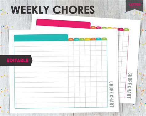 Editable Chore Charts For Multiple Children Routine Chart For 3 Kids