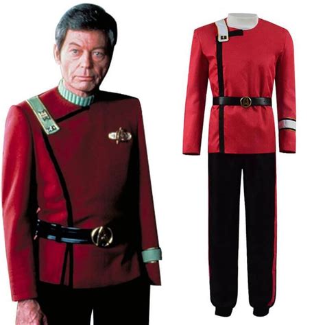 The Star Trek Cosplay Costume Is Shown In Red And Black With An Image
