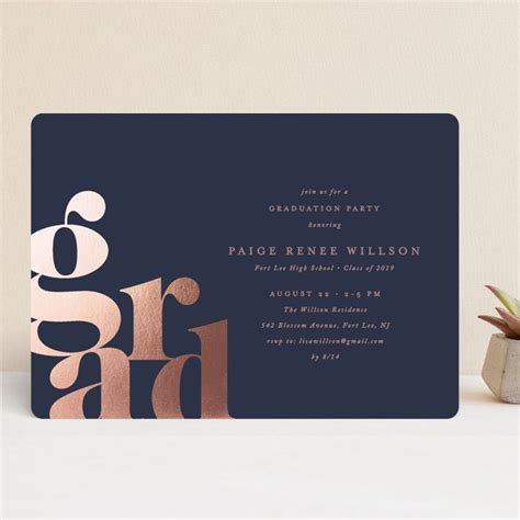Try creating your own graduation announcements and see how you like them (i know you'll enjoy the money you save!). "Bold Grad" - Modern Foil-pressed Graduation Announcements in Navy by Ana Sharpe. | Graduation ...