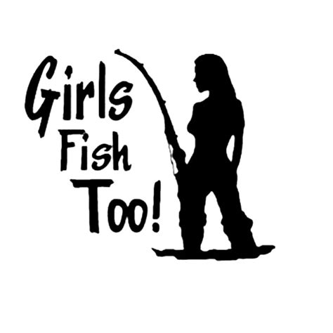 Cm Cm Girls Fish Too Fishing Car Creative Sticker Decoration Car Styling Black Silver C