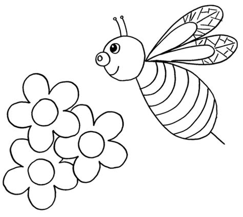 Coloriage Abeille Et Fleurs En Printemps Dessin Gratuit à Imprimer