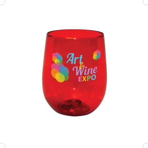 Promotional 12 Oz Plastic Stemless Wine Glass Full Color Digital Personalized With Your Custom