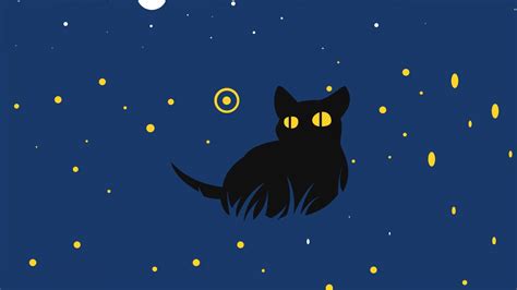 Download 1920x1080 Wallpaper Cute Black Cat Minimal Art Full Hd Hdtv Fhd 1080p 1920x1080