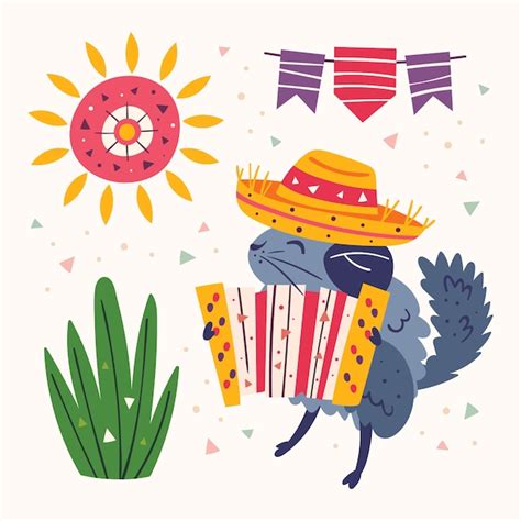 Premium Vector Mexico Clip Art Little Cute Chinchilla In Sombrero