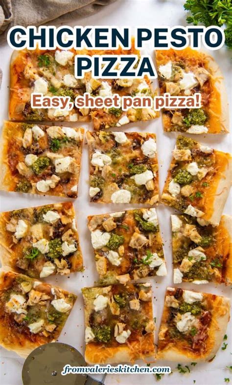Chicken Pesto Pizza Easy Sheet Pan Pizza Valeries Kitchen