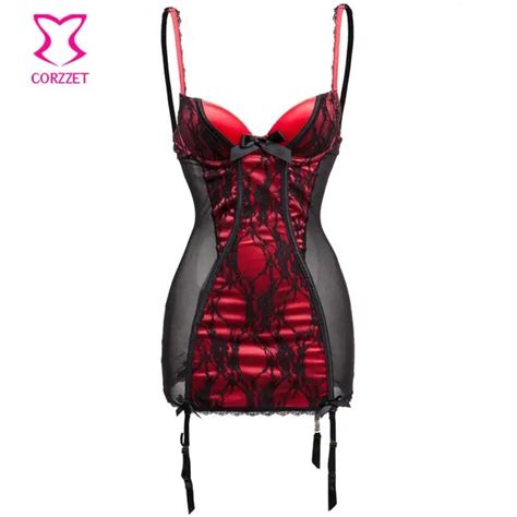 red satin black mesh floral lace plus size lingerie hot sexy underwear women nightwear push up