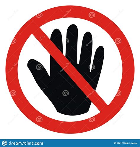 Hand Forbidden Sign Circle Red Vector Sign Stock Vector Illustration