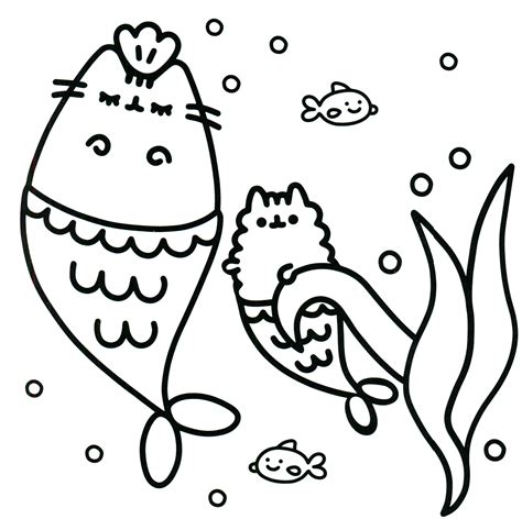 Pusheen Coloring Book Pusheen Pusheen The Cat Mermaid Coloring Pages