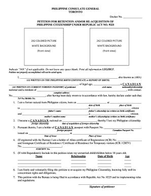 Gather all mentioned requirements and submit with a vaild identification card to the philippine embassy or consulate. Application forms for dual citizenship