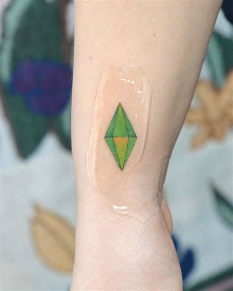 The Sims Plumbob Tattoo Done On The Wrist