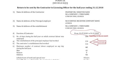How To Fill And Send Contract Act Half Yearly Return Form Number 20
