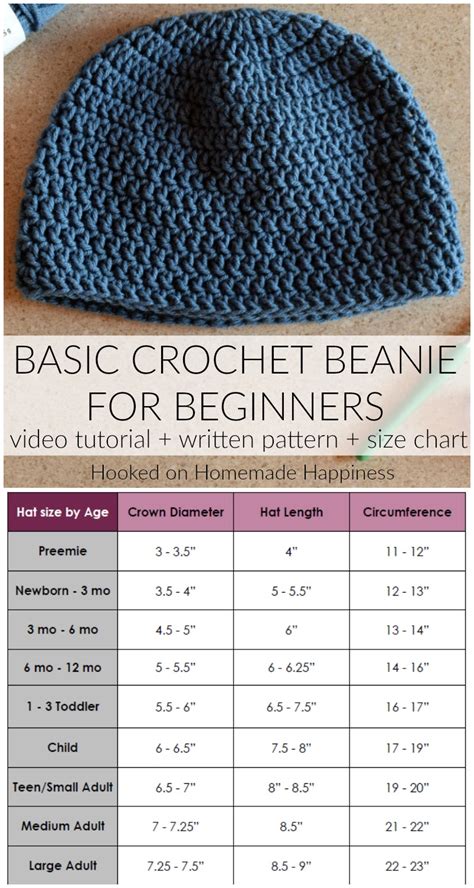 Beanie Size Chart Crochet