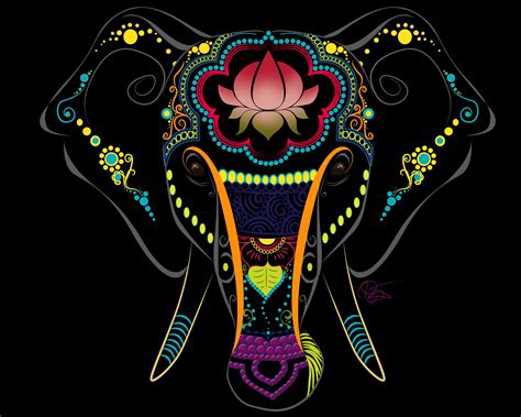 How to use elephant tapestry: Jewel Elephant on black | Mandala elephant, Elephant ...