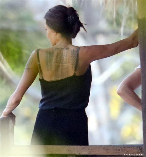 Angelina Jolies Back Tattoo February 2016 Pictures Popsugar