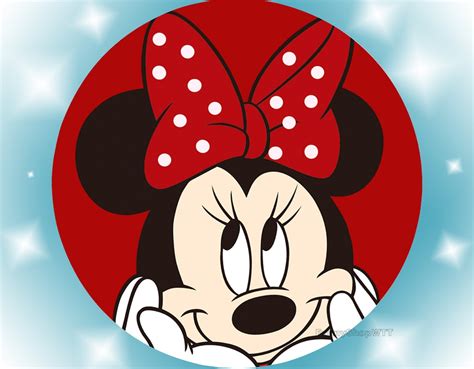 Cartoon Red Minnie Round Backdrop Disney Mickey Kids Happy Birthday