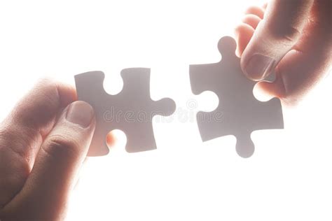 They Go Together Perfectly Hands Holding Two Puzzle Pieces Stock