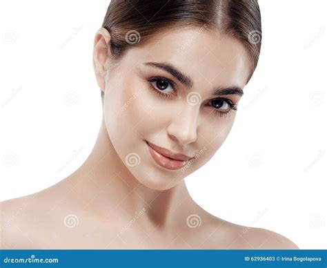Beauty Woman Face Portrait Beautiful Spa Model Girl With Perfect Fresh Clean Skin Brunette
